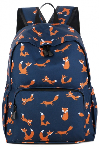 Cute Cartoon Squirrel Pattern Navy Waterproof Nylon School Bag Backpack 33*12*40 CM