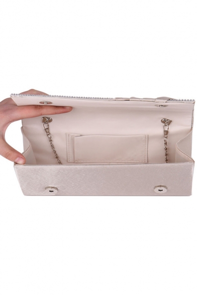 Fashion Ruffled Rhinestone Embellishment Evening Clutch Handbag for Women 25*5.5*12 CM