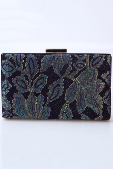 National Style Floral Embroidery Pattern Dark Blue Evening Clutch Bag 20*4*12 CM