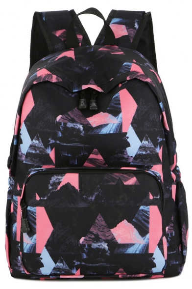 Stylish Printed Black Waterproof Nylon School Bag Backpack 33*12*40 CM