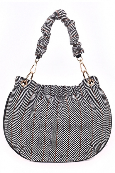 Stylish Stripe Pattern Canvas Shoulder Tote Bag for Women 20*1*21 CM
