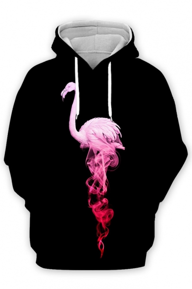 Fashion Flamingo 3D Printed Long Sleeve Loose Sport Pullover Unisex Hoodie