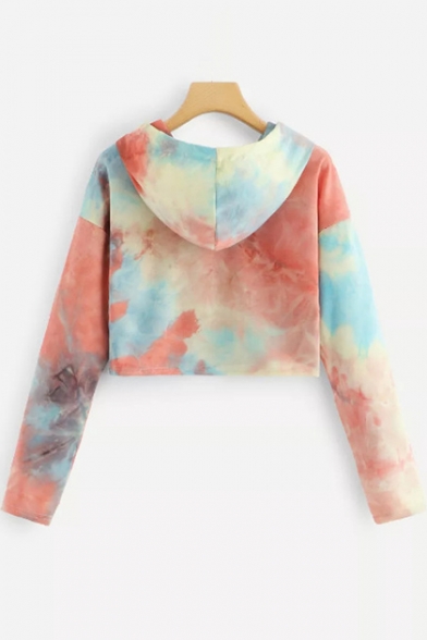 Fashion Ink Painting Basic Long Sleeve Loose Fit Cropped Hoodie