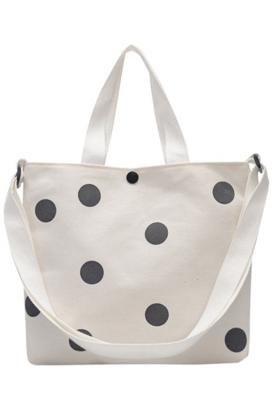 Fashion Polka Dot Printed Canvas Shoulder Shoulder Messenger Bag for Students