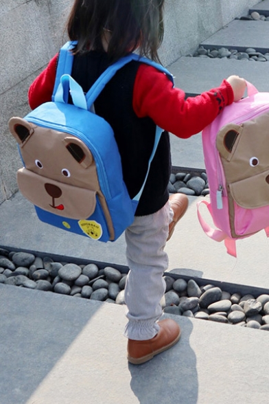 Lovely Cartoon Bear Pattern Canvas Leisure School Bag Backpack for Children 27*21*8 CM