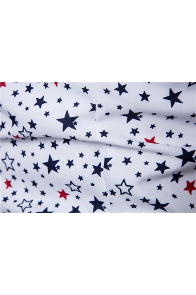 Men's Fashion Allover Five-Point Star Print Long Sleeve Slim Fitted Button Formal Shirt