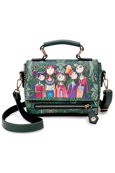 New Collection Funny Cartoon Figure Forest Printed Zipper Embellishment Satchel Handbag 20*10*16 CM