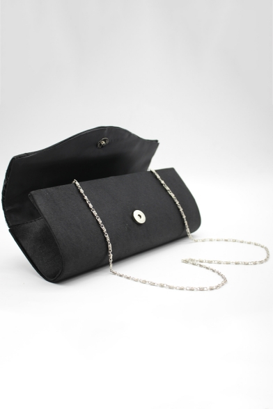 New Fashion Plain Ruffle Rhinestone Embellishment Evening Clutch Bag 25*6*10 CM