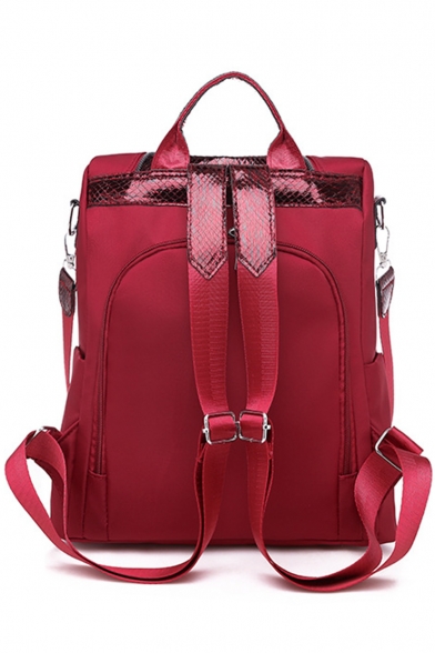 New Stylish Snakeskin Pattern Patched Zipper Embellishment Travel Bag Backpack for Girls 31*30*13 CM