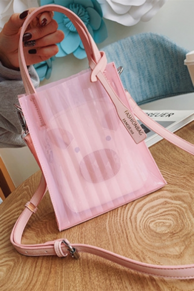 New Trendy Cartoon Pig Pattern Transparent Shoulder Tote Bag 17*7.5*20 CM