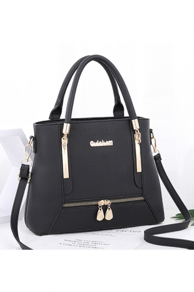 Simple Fashion Metal Zipper Embellishment Shoulder Handbag for Women 30*11*23 CM