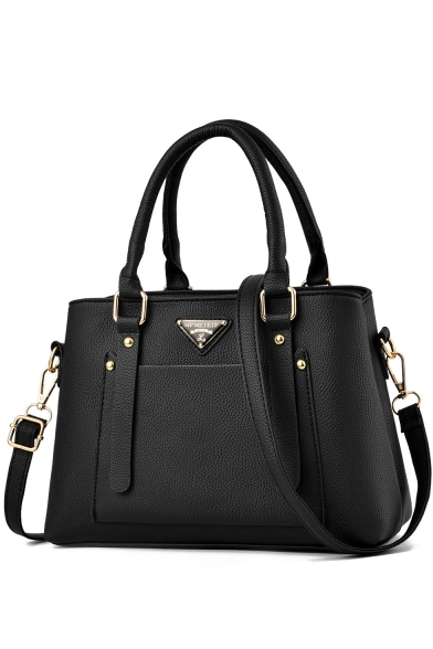 Simple Fashion Solid Color Commuter Handbag with Zipper 29*12*19 CM