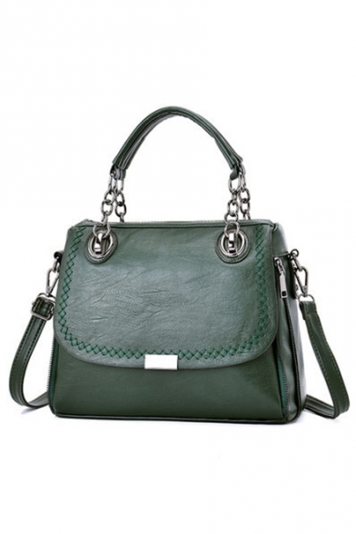 Simple Fashion Solid Color Soft Leather Satchel Handbag for Women 32*24*13 CM
