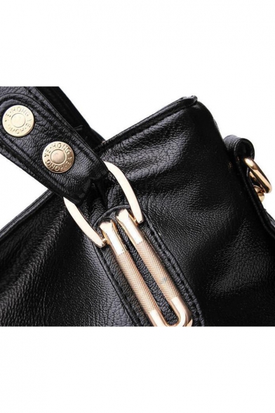 Trendy Solid Color Metal Tassel Embellishment Soft Leather Shoulder Hobo Bag 37*17*26 CM