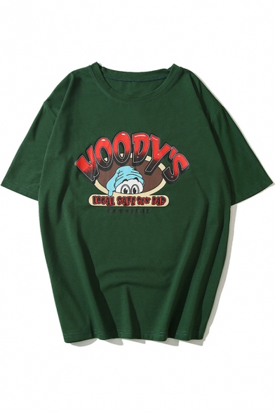 Cartoon Letter WOODY'S Pattern Summer Cotton Oversized T-Shirt