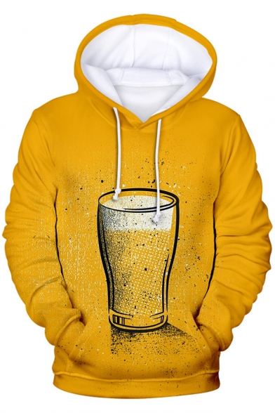 Cooler Einzigartiger 3d Bier Gedruckter Langer Hulsen Pullover Gelber Hoodie Beautifulhalo Com