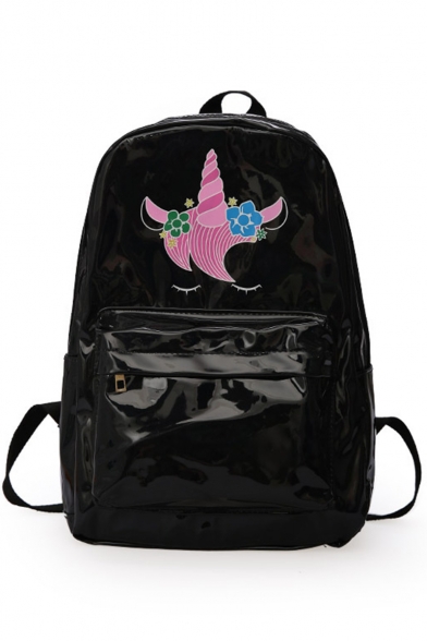 Creative Laser Unicorn Pattern Solid Color Student Backpack for Girls 36*26*11 CM