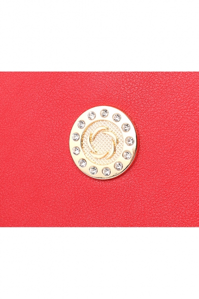 Fashion Colorblock Tape Patched Button Letter Ribbon Embellishment Shoulder Satchel Bag 30*13*22 CM