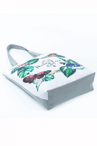 New Fashion Butterfly Leaves Letter Printed White School Shoulder Bag 27*11*38 CM