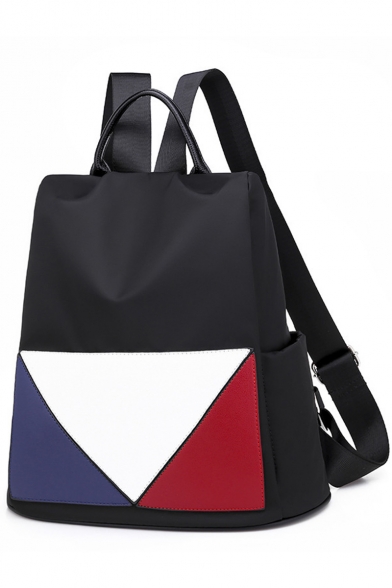 New Fashion Colorblock Anti-theft Black Oxford Cloth Tote Backpack for Women 32*32*14 CM