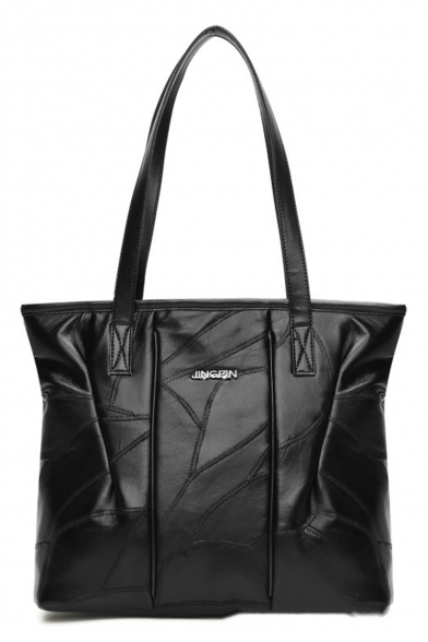 New Fashion Plain Black Sheepskin Quilted Shoulder Bag Tote Bag for Women 33*13*28 CM