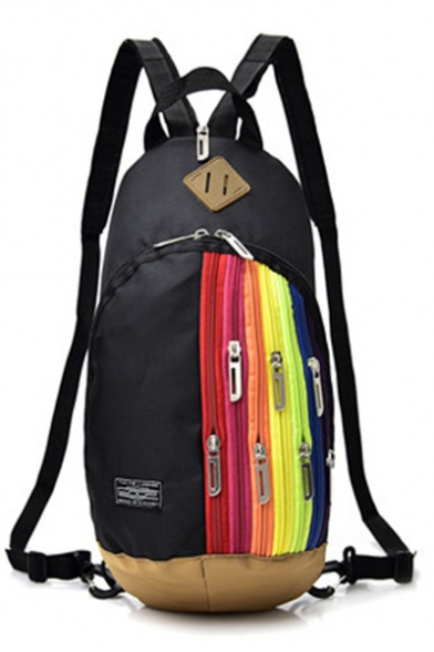 Trendy Multiple Zipper Rainbow Pattern Crossbody Backpack 18*10*38 CM