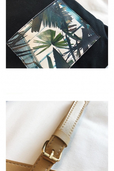 Trendy Tropical Printed Canvas Tote Shoulder Bag 25*15*29 CM