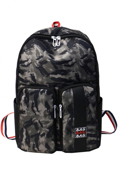 Unisex Cool Camouflage printed Large Capacity Black School Backpack with Pockets 31*12*45 CM