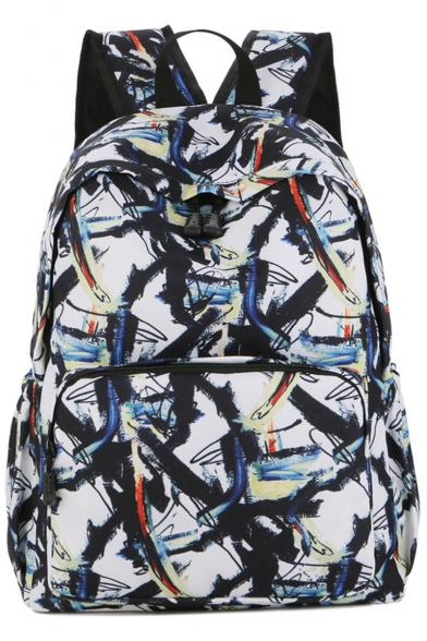 Unisex Trendy Printed Black and White Waterproof Nylon School Bag Backpack 33*12*40 CM