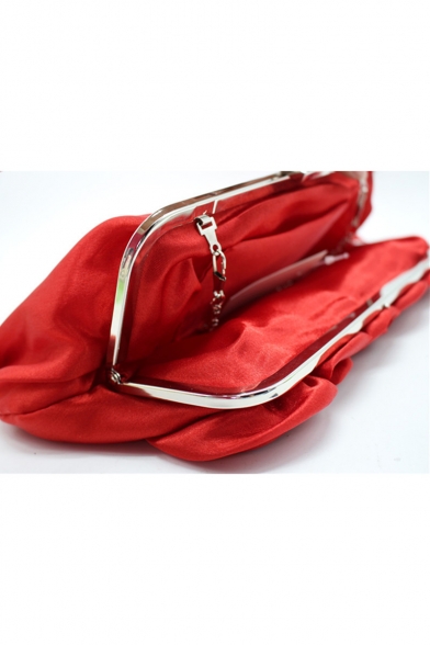 Women's Elegant Plain Ruffled Floral Embellishment Clutch Handbag for Wedding 58*5*15 CM