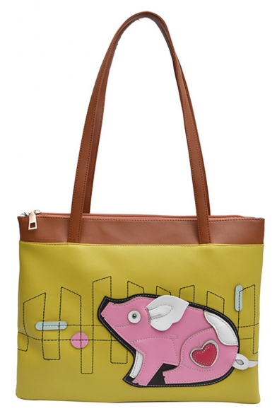 Cute Cartoon Pig Pattern Tote Bag with Zipper 35*4*27 CM