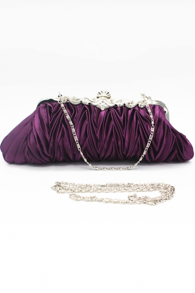 Fashion Plain Ruffle Embellishment Evening Clutch Bag for Wedding 27*12*4 CM