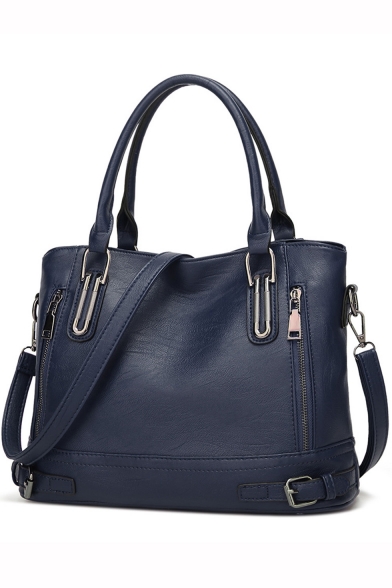 Fashion Plain Zipper Buckle Embellishment Shoulder Handbag 33*13*26 CM