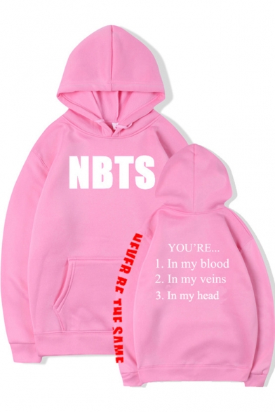 Funny Street Letter NBTS YOU'RE IN MY BLOOD Print Long Sleeve Casual Loose Pullover Hoodie