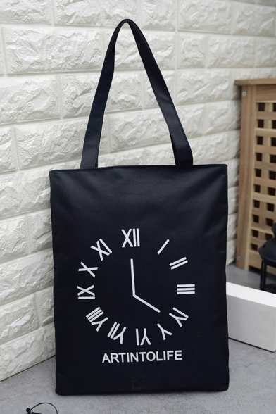 Simple Fashion Letter Printed Reusable Canvas Shoulder Bag Tote Shopping Bag 39*32*1 CM