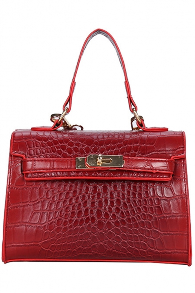 Stylish Crocodile Pattern Top Handbag Work Satchel For Women 20*7*15 CM