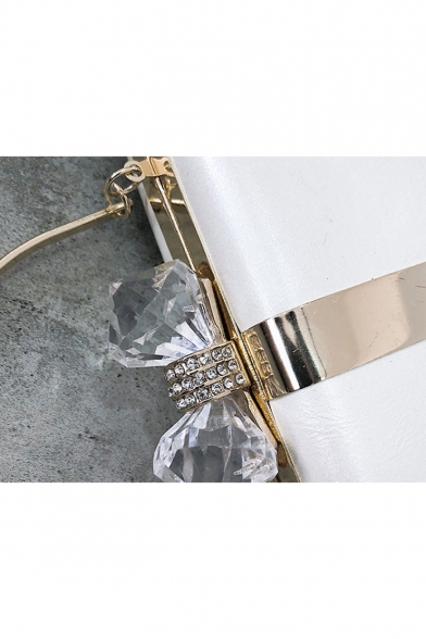 Stylish Plain Metal Crystal Rhinestone Embellishment Evening Clutch Bag 16*12*4 CM
