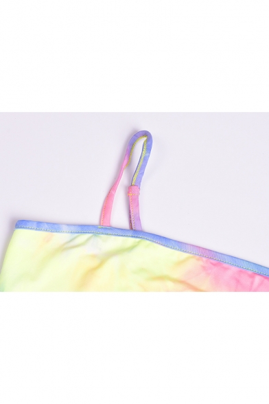 Summer Fashion Colorful Tie Dye Spaghetti Straps Mini Bodycon Cami Dress for Women