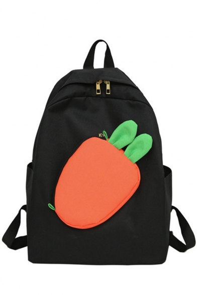 Cute Cartoon Color Block Carrot Pattern School Bag Backpack 16*3*18 CM