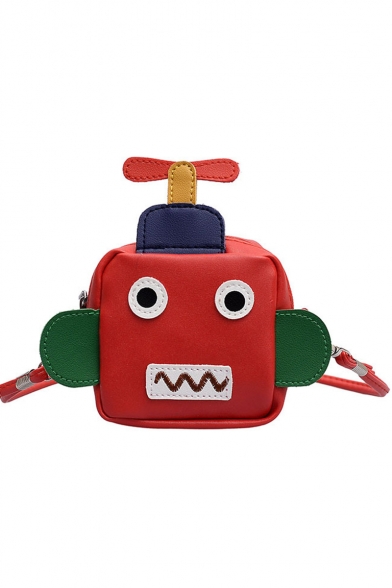 Fashion Cartoon Robot Shape Color Block Crossbody Purse for Kids 10*4*10 CM