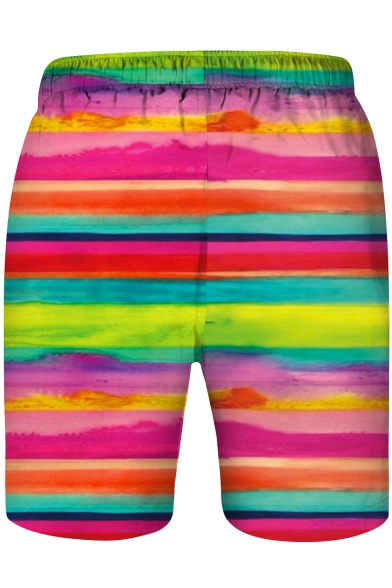 Hot Popular Flag Striped Printed Drawstring Waist Casual Loose Holiday Parent-Child Swim Trunks Shorts