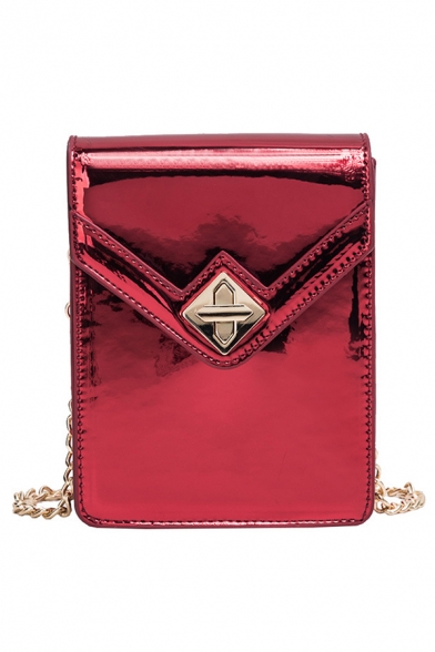 New Stylish Plain Laser Crossbody Cell Phone Purse with Chain Strap 13.5*6*17.5 CM