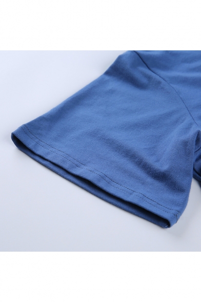 Popular Blue Comic Angel Baby Printed Round Neck Short Sleeve Crop T-Shirt