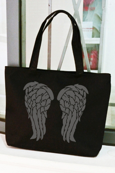 Popular Fashion Cosplay Printed Black Canvas School Shoulder Bag Leisure Tote Bag 31.5*31.5 CM