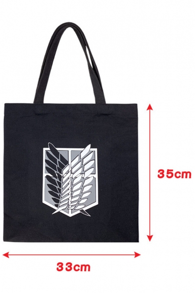 Popular Feather Badge Print Black School Shoulder Bag Tote Shopper Bag 35*33 CM