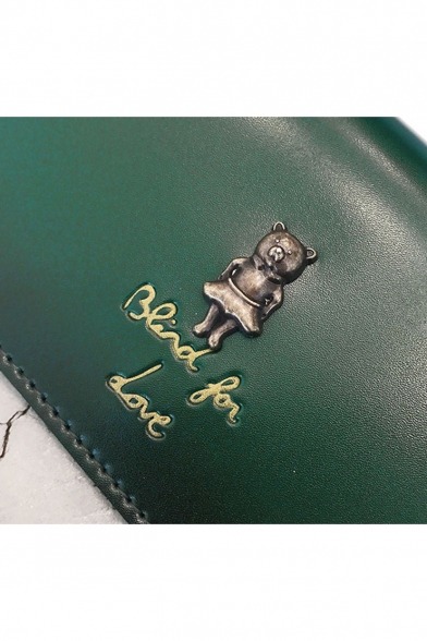 Popular Letter Print Metal Bear Embellishment Clutch Purse 19*2*9 CM