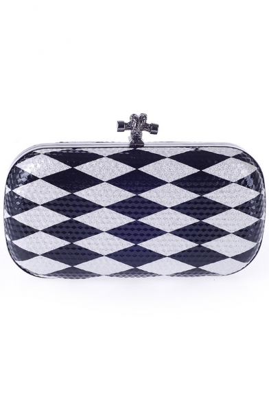 blue and white clutch