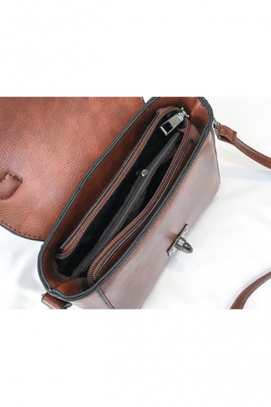 Stylish Vintage Plain Soft Leather Satchel Crossbody Bag 18.5*10.5*16 CM