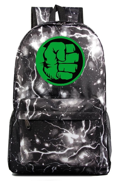 Unisex Fashion Green Hand Lightning Printed Casual School Bag Backpack 31*18*47 CM