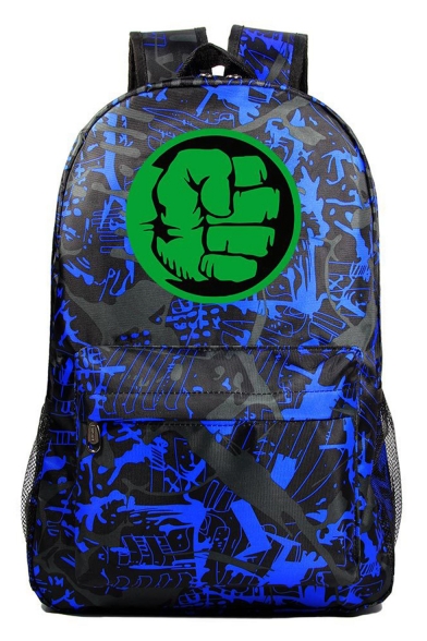 Unisex Fashion Green Hand Printed Blue Casual School Bag Backpack 31*18*47 CM